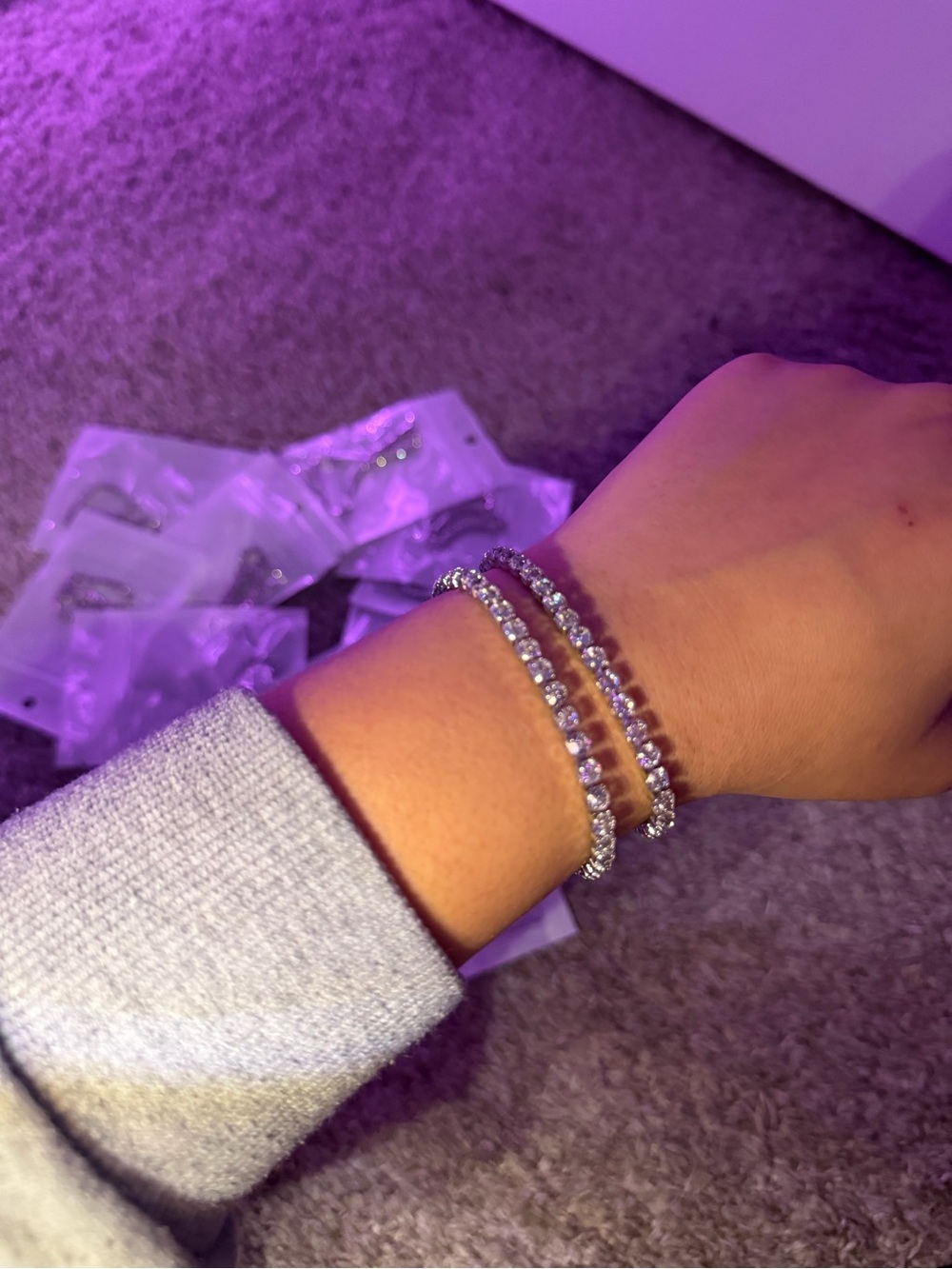 2 !! Tennis Bracelet Set in Sparkling Silver - Women's Jewelry